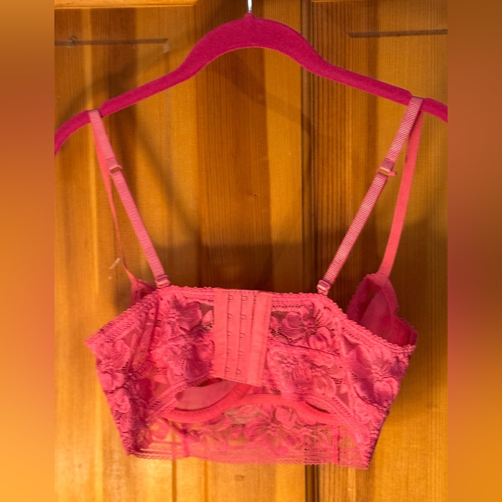Free People Pink Lace Bra with Adjustable Straps